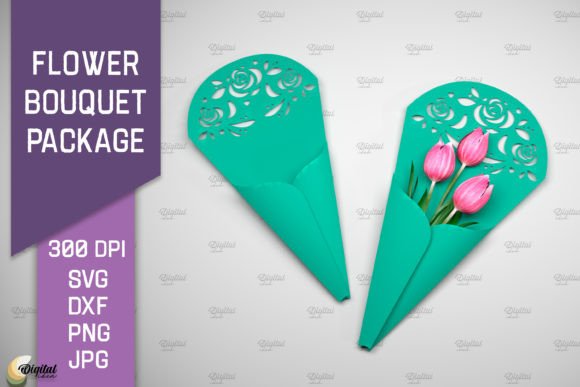 3D SVG Flower Bouquet Package for Paper Flowers Branding