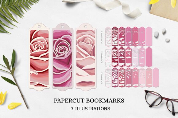 3D SVG Paper Flowers Bookmark Design for Branding and Marketing