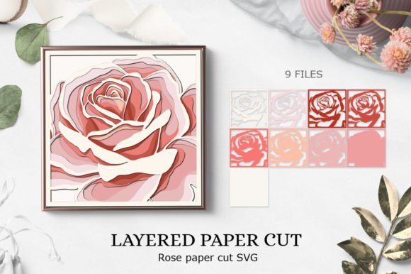 Beautiful Rose Layered Paper Cut Template – A 3D SVG for Paper Flowers Projects