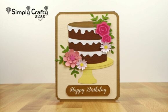 Birthday Cake with Flowers Card SVG: A 3D Design for Birthday Branding