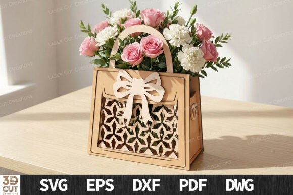 Bow Floral Gift Box 3D SVG for Laser Cutting: A Versatile Design Asset for Content Creators
