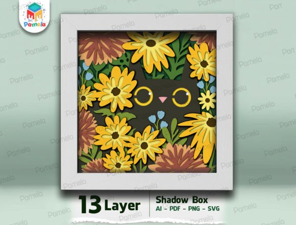 Cat Shadow Box SVG 13 Layers – A 3D Design for Cat Lovers