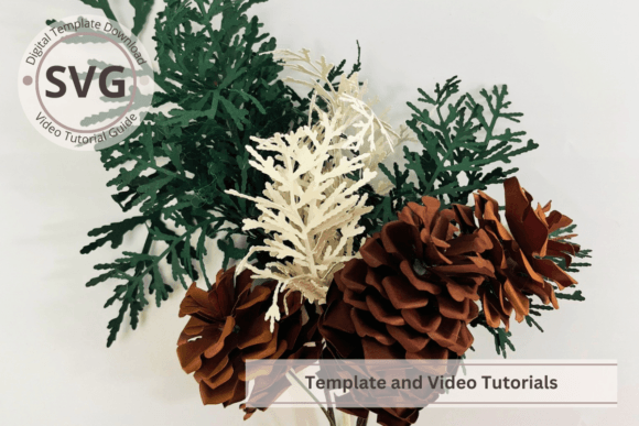 Cedar Leaves and Pine Cone 3D SVG Template for Christmas Content