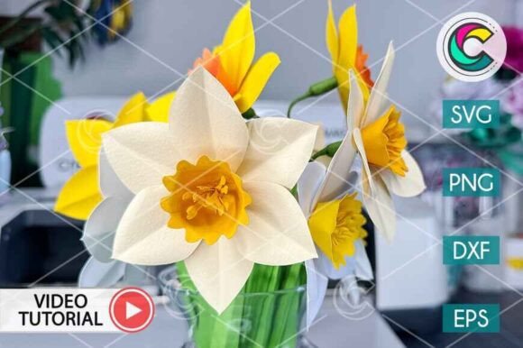 Daffodil Flower SVG: A 3D Graphic Design Asset for Paper Flowers & Branding