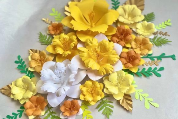 Daffodil Paper Flower: A 3D SVG Design for Springtime Branding