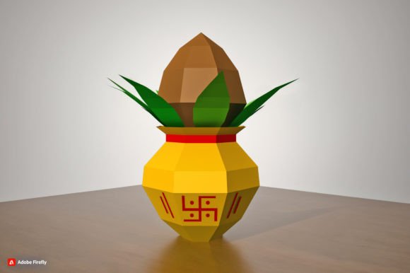 DIY Pooja Kalash 3D SVG: A Vibrant Graphic Design Asset for Paper Flower Branding
