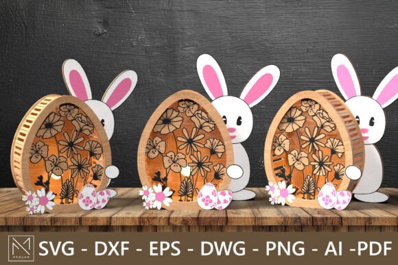 Easter Bunny Egg 3D Layered Shadow Box for Spring Laser Cutting Projects