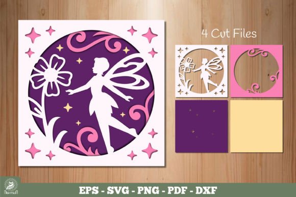 Fairy and Flowers Layered Papercut SVG for Laser Cutting Wall Decor