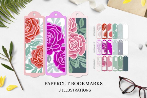Flower Bookmark Paper Cut Bookmarks: A 3D SVG Design for Paper Flowers Enthusiasts
