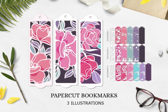 Flower Bookmark Paper Cut for Real Embroidery Projects