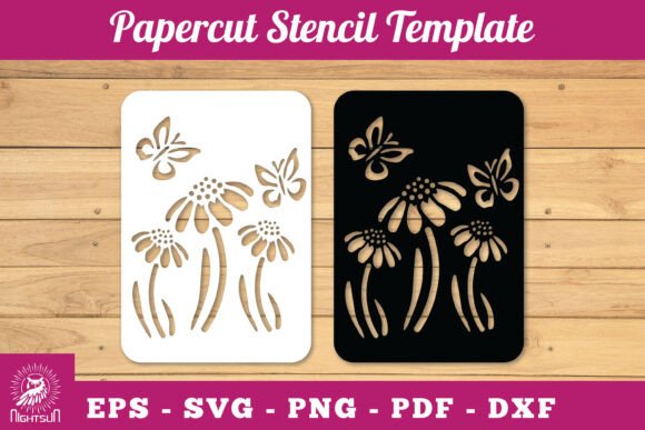 Flowers Butterfly Papercut Stencil SVG 4 for Spring