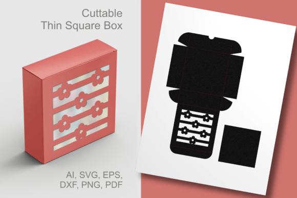 Flowers N Stripes Square Favor Box SVG for Gift Boxes