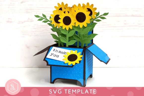 Sunflower Box Card SVG Template: A 3D Pop-Up Design for Paper Flowers