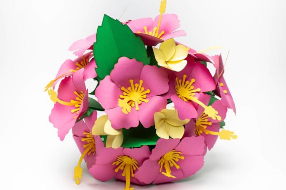 Valentine’s Day Hibiscus and Frangipani Bouquet: A 3D SVG Graphic for Small Business Branding