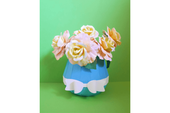 Vase with Climbing Rose 3D SVG for Paper Flowers