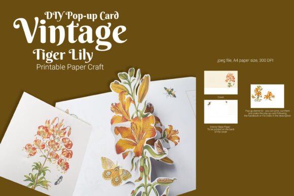 VINTAGE Lilies Popup Card 3D SVG for Creative Sellers